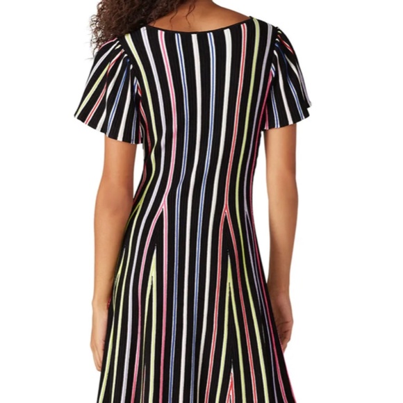 Milly Rainbow Stripe Knit Flutter Sleeve Dress Size M - Picture 3 of 5